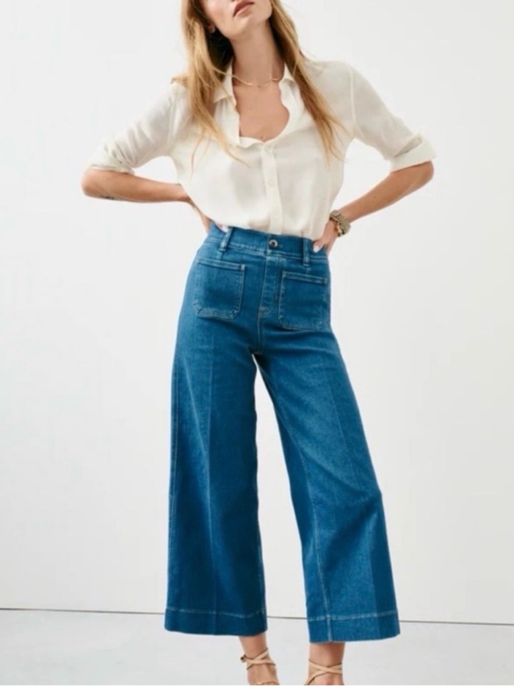SPANX Wide-Leg High-Rise Crop Jeans